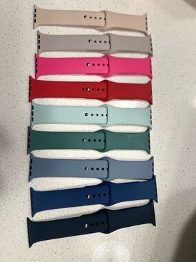 Colorful Silicone Apple Watch Band Lot - 9 Vibrant Straps